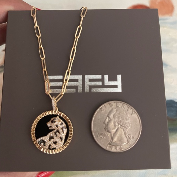 $4080 EFFY Panther Onyx Diamond Necklace Leopard - Picture 9 of 11